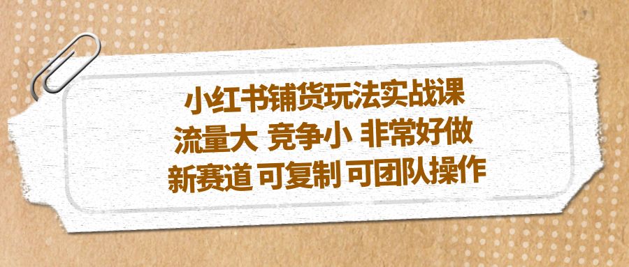 【副业项目5419期】小红书铺货玩法实战课，流量大 竞争小 非常好做 新赛道 可复制 可团队操作-青简副业网