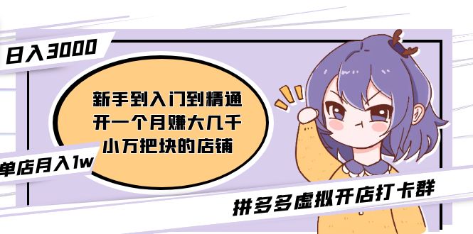 【副业项目5202期】拼多多虚拟开店打卡群：入门到精通（昨日群里有小伙伴日入3000+）-青简副业网