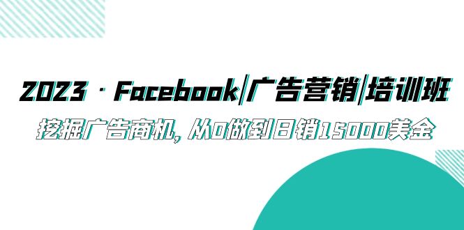 【副业项目5661期】2023·Facebook|广告营销|培训班，挖掘广告商机，从0做到日销15000美金-青简副业网