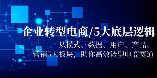 【副业项目5960期】企业转型电商/5大底层逻辑，从模式 数据 用户 产品 营销5大板块，高效转型-青简副业网