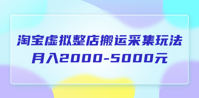 【副业项目5953期】淘宝虚拟整店搬运采集玩法分享课：月入2000-5000元（5节课）-青简副业网