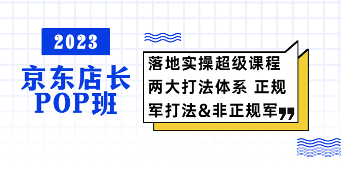 【副业项目5761期】2023京东店长·POP班 落地实操超级课程 两大打法体系 正规军&非正规军-青简副业网