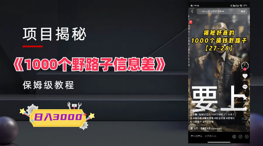 【副业项目6163期】1000个野路子信息差保姆式教程-单日变现3000+的玩法解密-青简副业网
