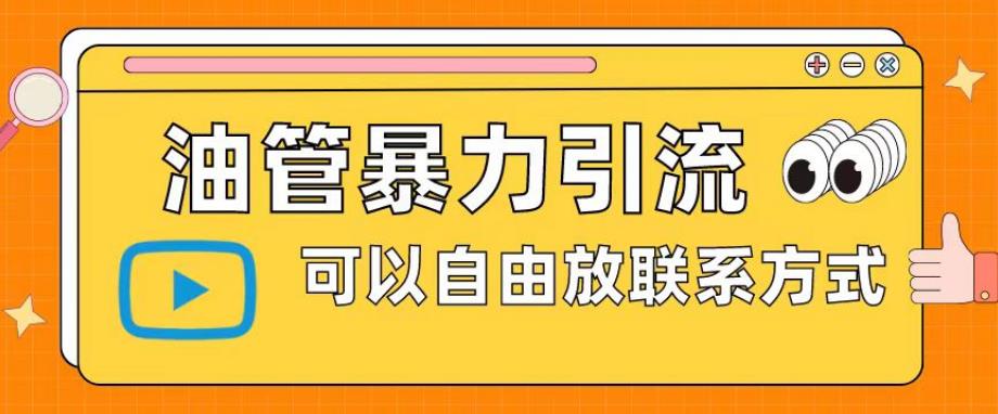 【副业项目6166期】油管暴力引流，可以自由放联系方式【揭秘】-青简副业网