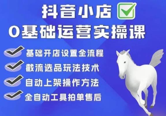 【副业项目6317期】白马电商·0基础抖店运营实操课，基础开店设置全流程，截流选品玩法技术-青简副业网