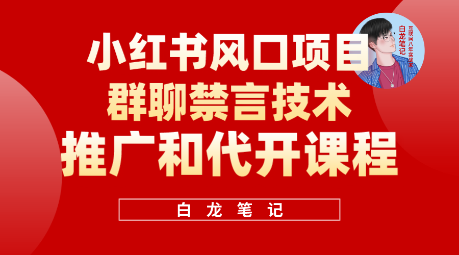 【副业项目5991期】小红书风口项目日入300+，小红书群聊禁言技术代开项目，适合新手操作-青简副业网