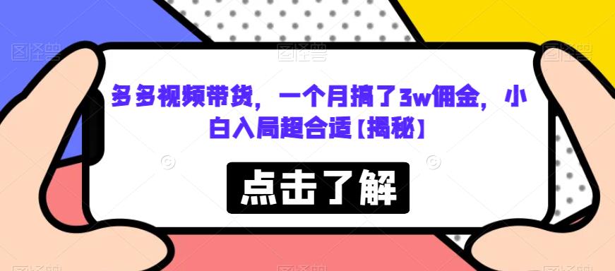 【副业项目6752期】多多视频带货，一个月搞了3w佣金，小白入局超合适【揭秘】-青简副业网