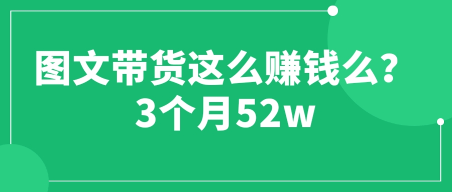 【副业项目6462期】图文带货这么赚钱么? 3个月52W 图文带货运营加强课-青简副业网