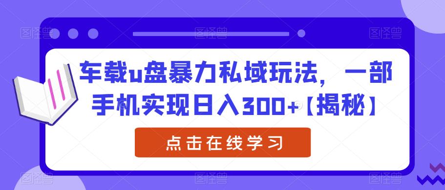 【副业项目6441期】车载u盘暴力私域玩法，一部手机实现日入300+【揭秘】-青简副业网