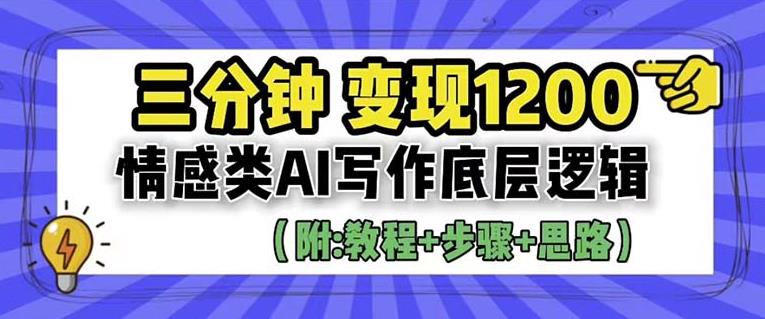 【副业项目6442期】情感类AI写作底层逻辑，3分钟掌握变现技巧（附：详细教程及步骤+独家资料）【揭秘】-青简副业网