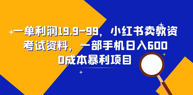【副业项目6625期】一单利润19.9-99，小红书卖教资考试资料，一部手机日入600（教程+资料）-青简副业网