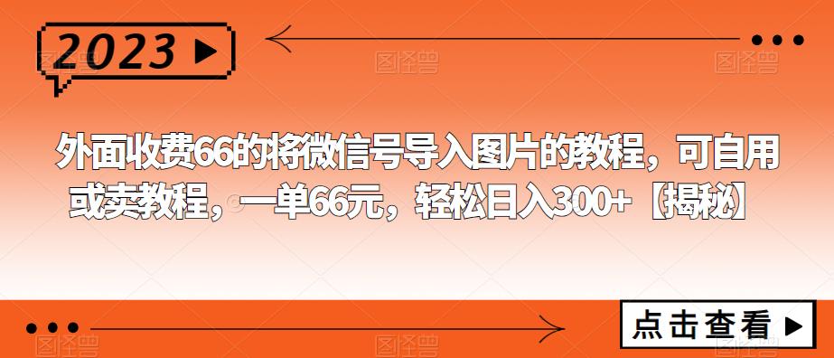 【副业项目6459期】外面收费66的将微信号导入图片的教程，可自用或卖教程，一单66元，轻松日入300+-青简副业网