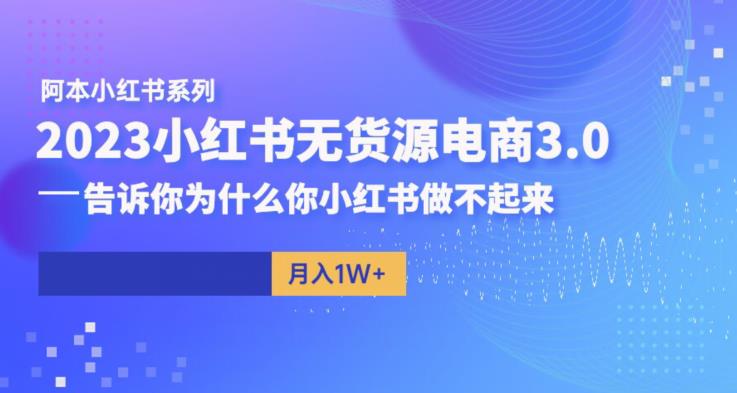 【副业项目6506期】阿本小红书无货源电商3.0，告诉你为什么你小红书做不起来-青简副业网