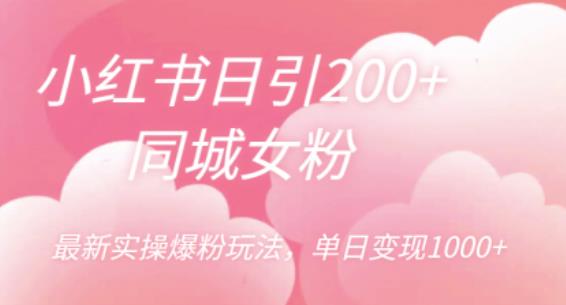 【副业项目6596期】小红书日引200+同城女粉，最新实操爆粉玩法，单日变现1000+-青简副业网