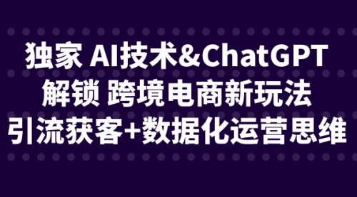 【副业项目6780期】独家 AI技术&ChatGPT解锁 跨境电商新玩法，引流获客+数据化运营思维-青简副业网