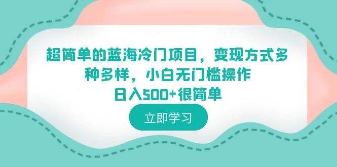 【副业项目6524期】超简单的蓝海冷门项目，变现方式多种多样，小白无门槛操作日入500+很简单-青简副业网