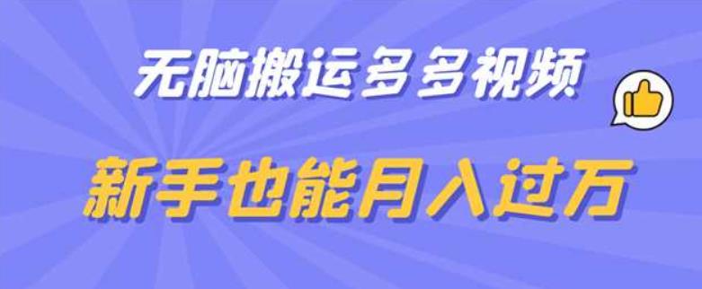【副业项目6853期】无脑搬运多多视频，新手也能月入过万【揭秘】-青简副业网