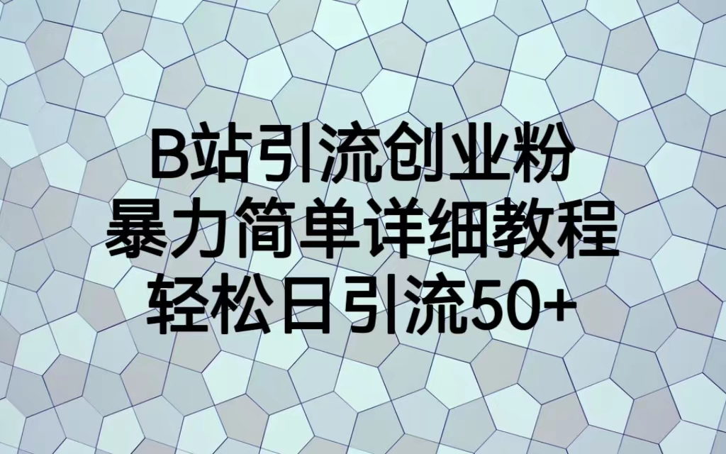 【副业项目6915期】B站引流创业粉，暴力简单详细教程，轻松日引流50+-青简副业网