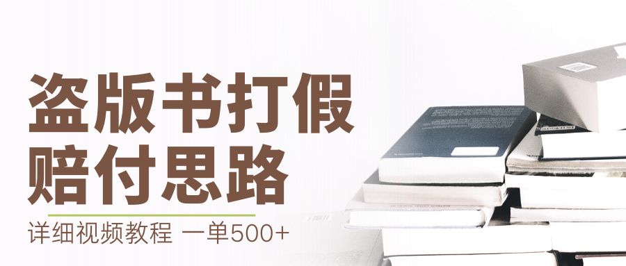 【副业项目6978期】最新盗版书赔付打假项目，一单利润500+【详细玩法视频教程】-青简副业网