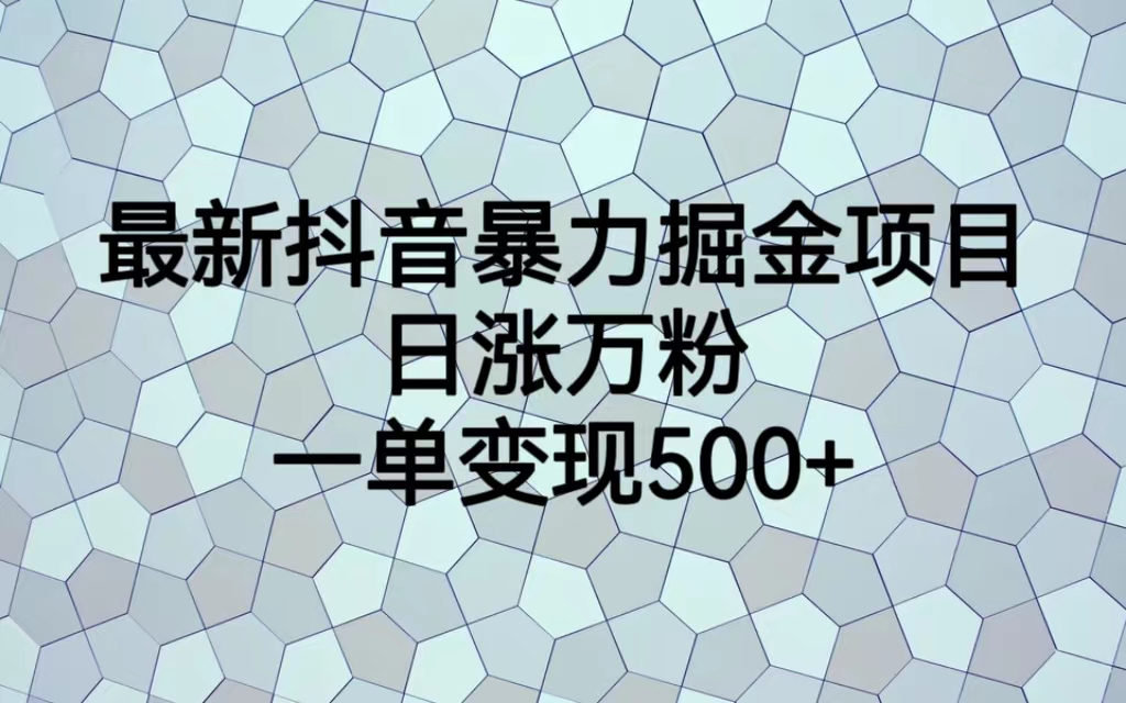【副业项目6939期】最新抖音暴力掘金项目，日涨万粉，一单变现500+-青简副业网