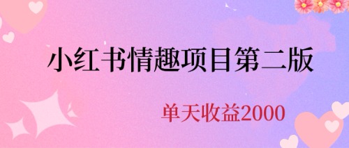 【副业项目6945期】最近爆火小红书情趣项目第二版，每天2000+-青简副业网