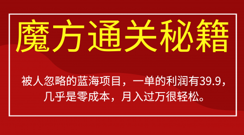 【副业项目7126期】被人忽略的蓝海项目，魔方通关秘籍一单利润有39.9-青简副业网