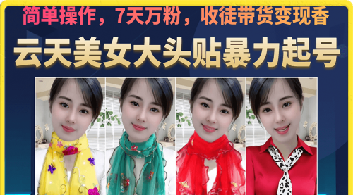【副业项目7149期】美女大头贴暴力起号教学，简单操作，7天万粉-青简副业网