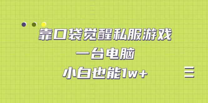 【副业项目7248期】靠口袋觉醒私服游戏，一台电脑，小白也能1w+（教程+工具+资料）-青简副业网