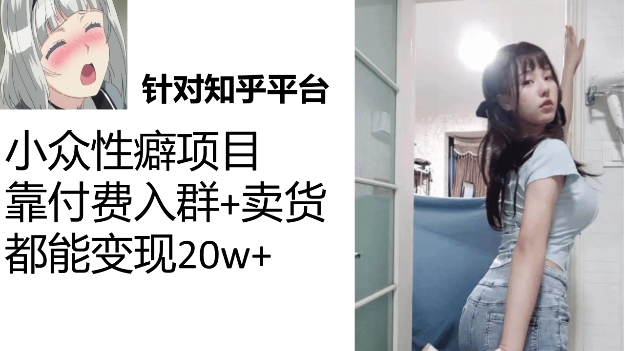 【副业项目7467期】知乎小众性癖项目，Lsp的钱才是最好赚的，付费建群+卖货变现20w-青简副业网