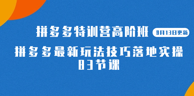 【副业项目7470期】2023拼多多·特训营高阶班【9月13日更新】拼多多最新玩法技巧落地实操-83节-青简副业网