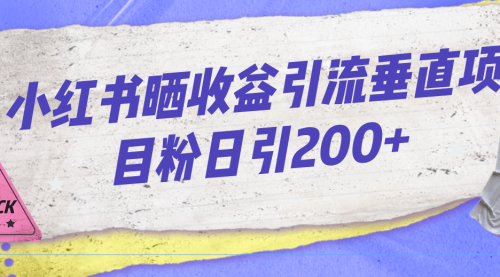 【副业项目7194期】小红书晒收益图引流垂直项目粉日引200+-青简副业网