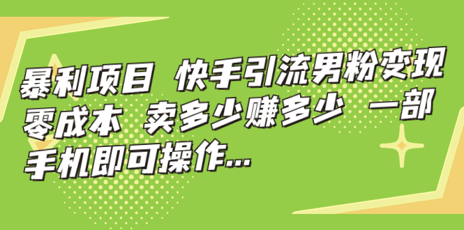 【副业项目7247期】快手引流男粉变现，零成本，卖多少赚多少-青简副业网
