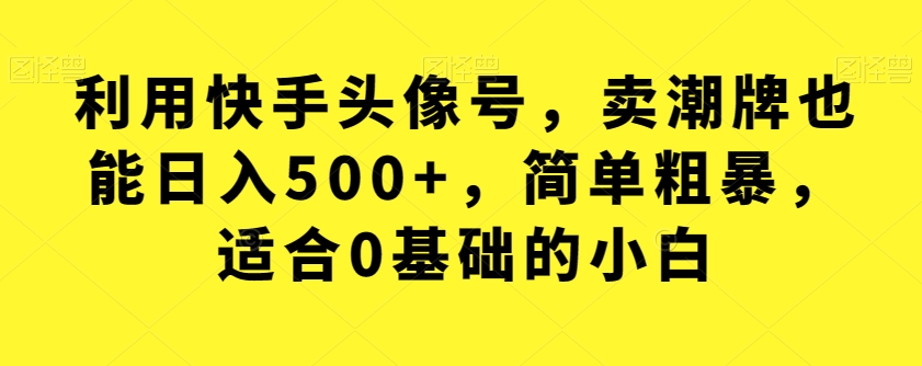 【副业项目7527期】利用快手头像号，卖潮牌也能日入500+，简单粗暴，适合0基础的小白【揭秘】-青简副业网