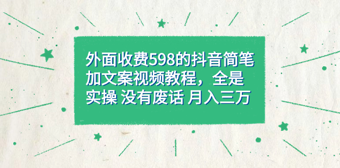 【副业项目7528期】外面收费598抖音简笔加文案教程，全是实操 没有废话 月入三万（教程+资料）-青简副业网