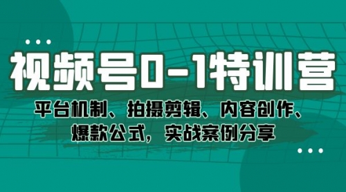 【副业项目7596期】视频号0-1特训营：平台机制、拍摄剪辑、内容创作、爆款公式，实战案例分享-青简副业网