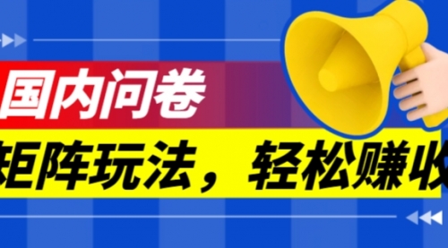【副业项目7605期】保姆级教程，国内问卷矩阵玩法，轻松赚收益-青简副业网