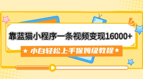 【副业项目7909期】靠蓝猫小程序一条视频变现16000+小白轻松上手保姆级教程（附166G资料素材）-青简副业网