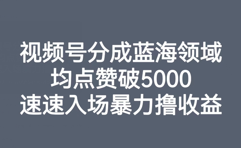 【副业项目8023期】视频号分成蓝海领域，均点赞破5000，速速入场暴力撸收益-青简副业网