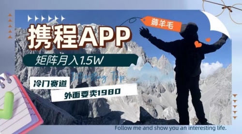 【副业项目8046期】携程APP薅羊毛，外面卖1980的冷门赛道，矩阵月入1.5w-青简副业网