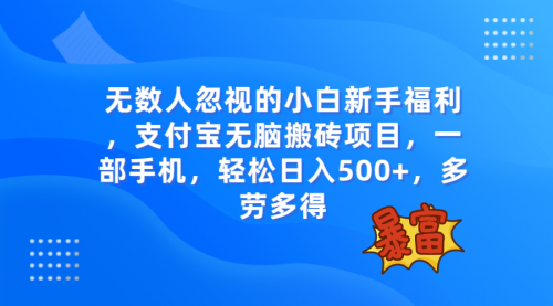 【副业项目8111期】无数人忽视的项目，支付宝无脑搬砖项目，一部手机即可操作，轻松日入500+-青简副业网