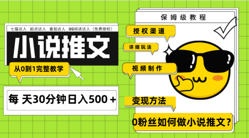 【副业项目8160期】Ai小说推文每天20分钟日入500＋授权渠道-青简副业网