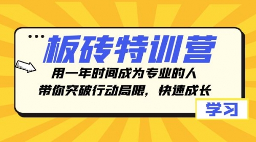【副业项目8289期】板砖特训营，用一年时间成为专业的人，带你突破行动局限，快速成长-青简副业网