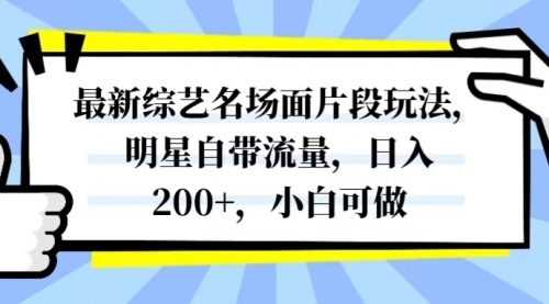 【副业项目8334期】最新综艺名场面片段玩法，明星自带流量，日入200+，小白可做-青简副业网