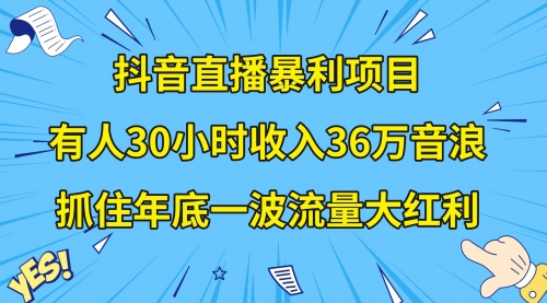 【副业项目8538期】抖音直播暴利项目，有人30小时收入36万音浪-青简副业网