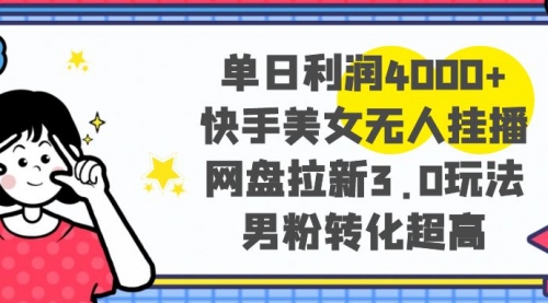 【副业项目8583期】单日利润4000+快手美女无人挂播，网盘拉新3.0玩法-青简副业网
