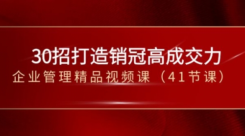 【副业项目8634期】30招-打造销冠高成交力-企业管理精品视频课-青简副业网
