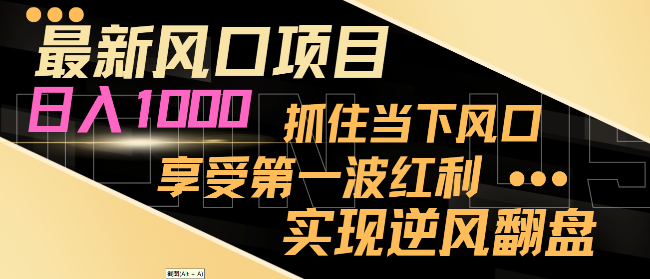 【副业8650期】最新风口项目，日入过千，抓住当下风口，享受第一波红利，实现逆风翻盘-青简副业网