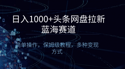 【副业8679期】日入1000+头条网盘拉新蓝海赛道，简单操作，保姆级教程，多种变现方式-青简副业网