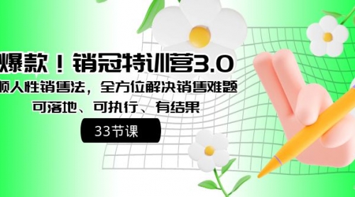 【副业8705期】销冠特训营3.0之顺人性销售法，全方位解决销售难题、可落地-青简副业网