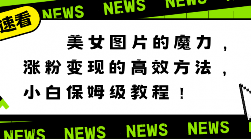 【副业8733期】美女图片的魔力，涨粉变现的高效方法，小白保姆级教程！-青简副业网